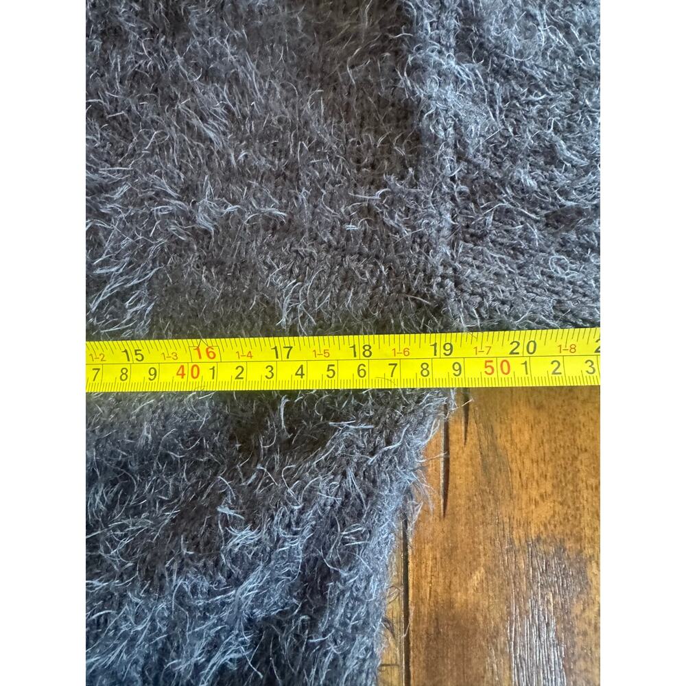 Fuzzy Eyelash Knit Open Front Cardigan Gray Long Small - Picture 7 of 9